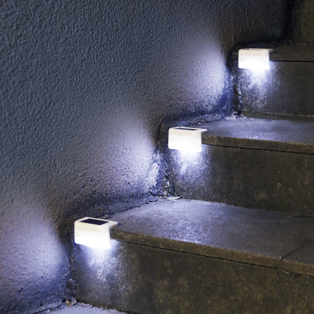 4pcs Path Stair LED Solar Lights IP65 Waterproof Outdoor Garden Yard Fence Wall Lawn Landscape Lamp Staircase Night Light