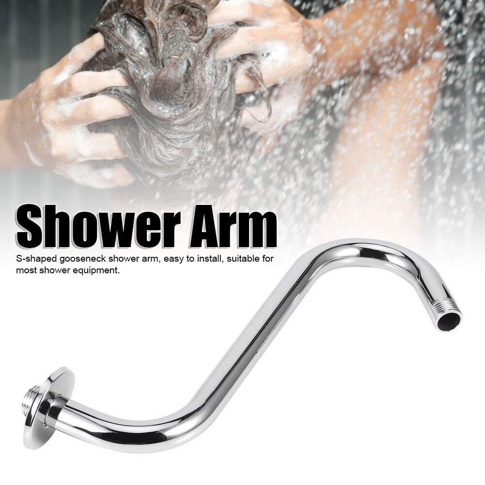 Electroplate Stainless Steel Shower Arm Bracket Bathroom Accessories 26cm High Extension Shower Head Shower Arm