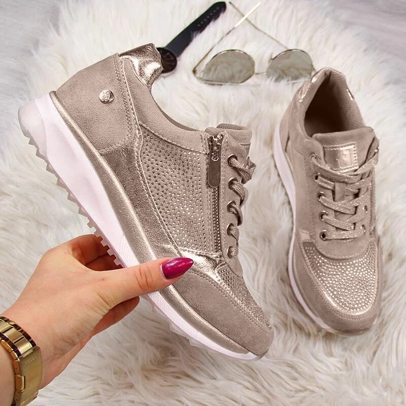 Litthing Women Shoes Sneakers Zipper Platform Trainers Casual Lace-Up Tenis Feminino Zapatos De Mujer Womens Sneakers: Color 1 / 41