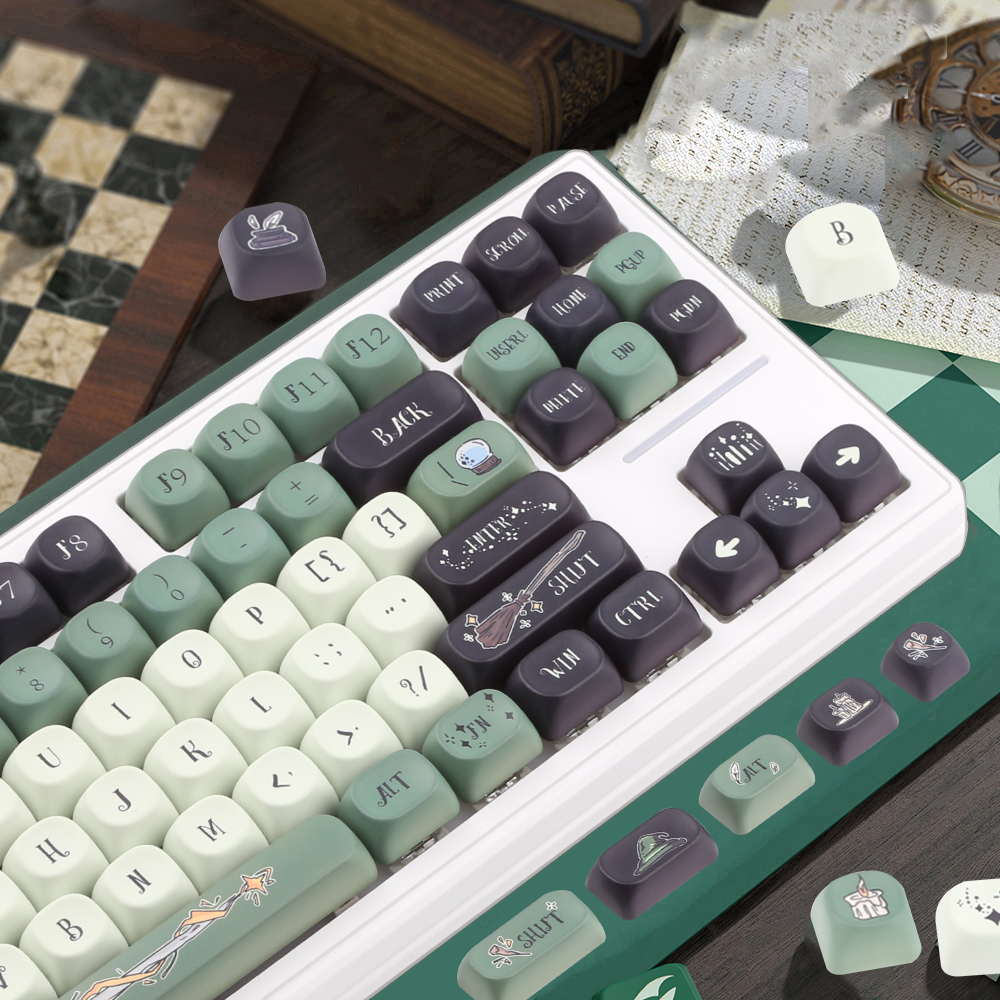 NEUE PBT-Tastenkappen, Magier-Themen-Tastenkappen, 5-seitige Sublimations-MOA-Tastenkappen für mechanische Tastaturen von Gateron Kirsche MX Schalter