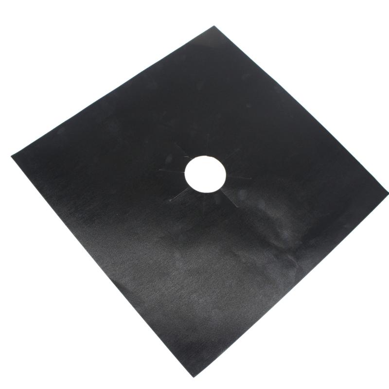 1pc Universal Oven Liner Gas Hob Protector Sheets Square Heat Resistant Burner Cooker Protector Washable Reusable Pad 27*27cm: Black