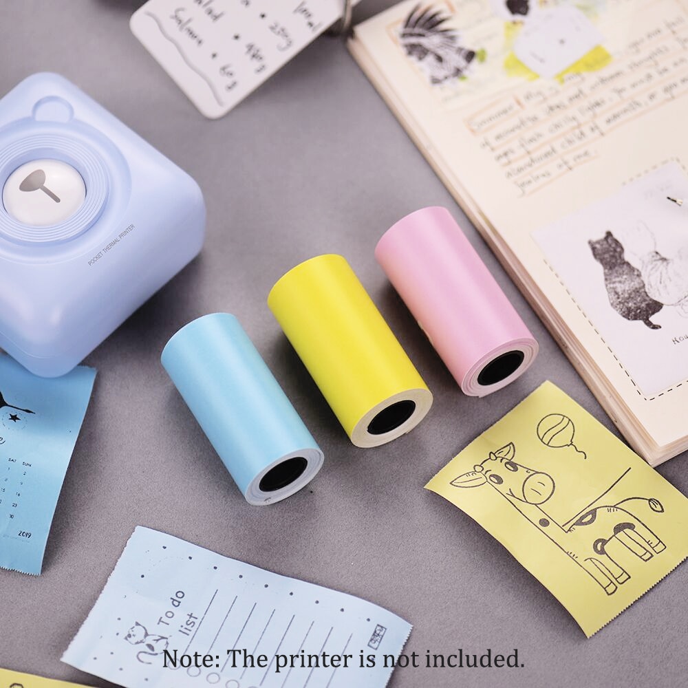 Color Sticker Paper Roll Direct Thermal Printer Paper with Self-adhesive 57*30mm for PeriPage A6/A8 for PAPERANG P1/P2 Printer