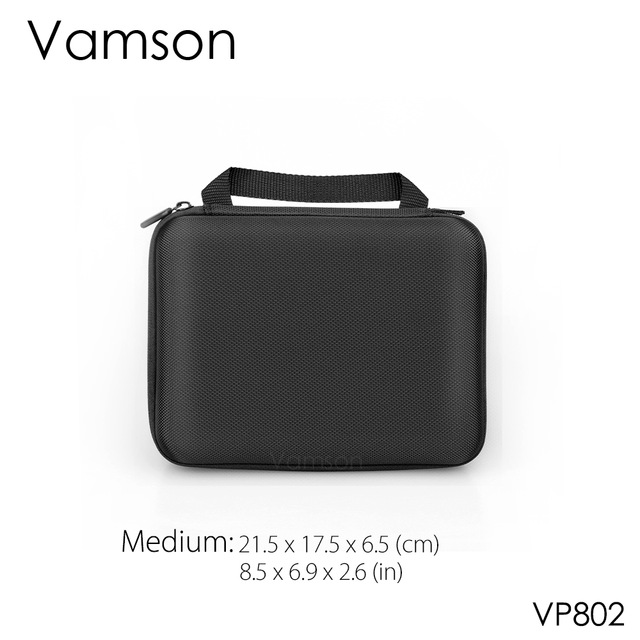 Vamson for Go pro Accessories Kits Bag for Gopro Hero 8 Black 7 6 5 Waterproof Case PU for DJI Yi Hard Shell Storage box VP808: Black Color