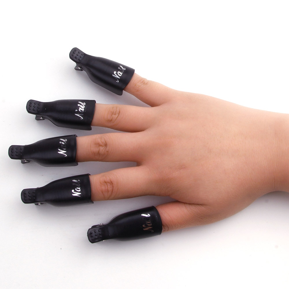 10Pcs Nagellak Remover Clip Losweken Cap Nail Art Uv Gel Polish Remover Wraps Plastic Cleaner Nagels tips Voor Vingers Tool