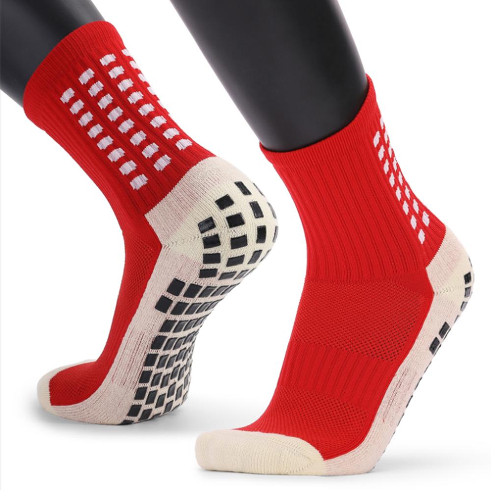 Calcetines deportivos gruesos para hombre, medias antideslizantes con dispensador de tubo para fútbol y baloncesto, novedad, venta de fábrica: Red