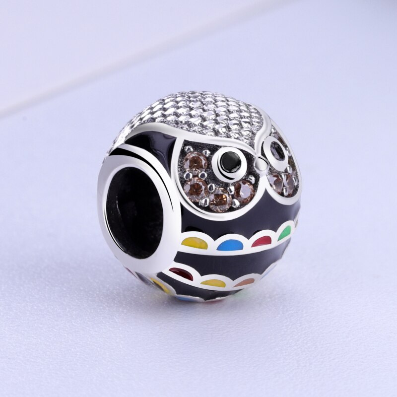 Authentieke 100% 925 Sterling Silver Bead Charm Wijsheid Uil Charms Kristallen Fit Originele Armbanden Vrouwen Diy Sieraden