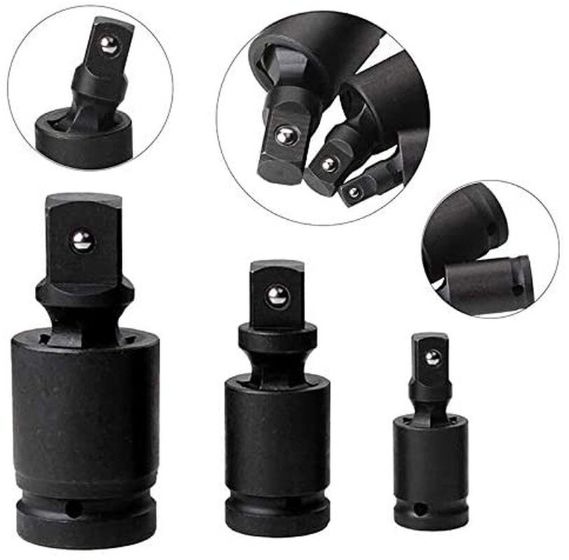 Drive Rotate 360° Universal Joint Swivel Adapter Air Impact Wobble Socket Piece Impact Adapter and Reducer Set Hand Tool 3/8 1/4