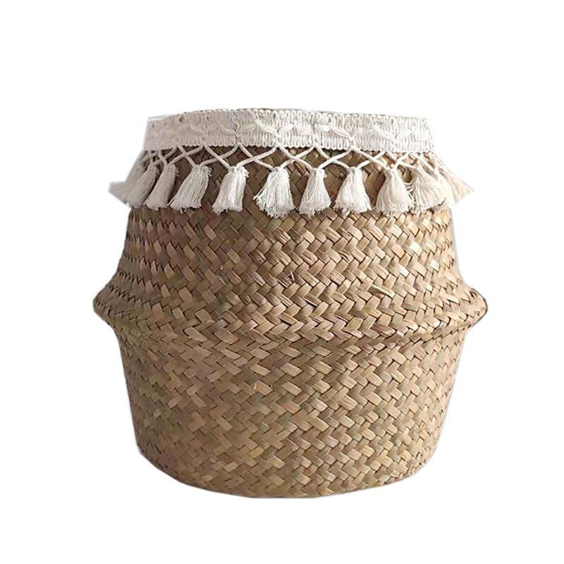 Käsintehty koriste makrameen tupsu paju kori puutarha kukkaruukku maljakko työhuone säilytys rottinki kori kotiin järjestäjä kori: Xxl 38 x 34cm