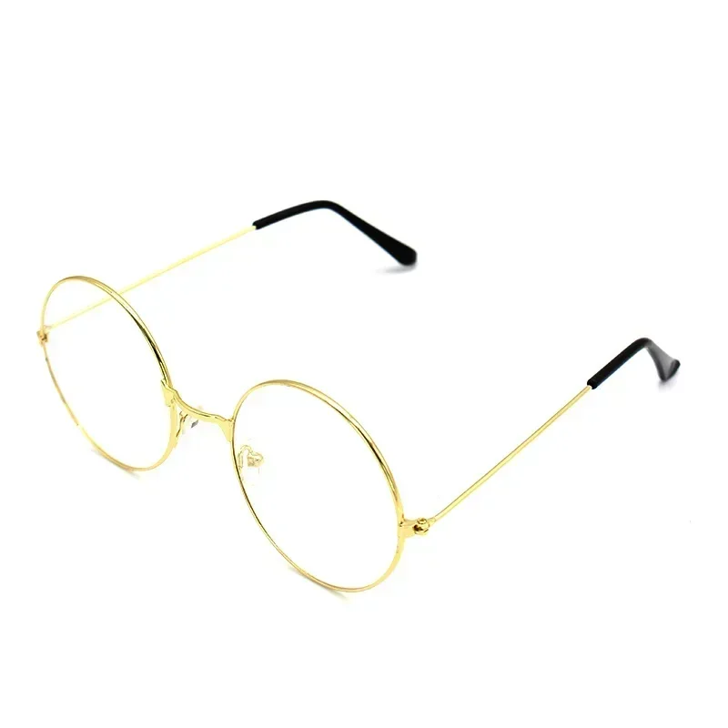 Gafas de sol redondas pequeñas Retro para mujer, lentes de sol de Metal negro, Vintage, de: Transparente