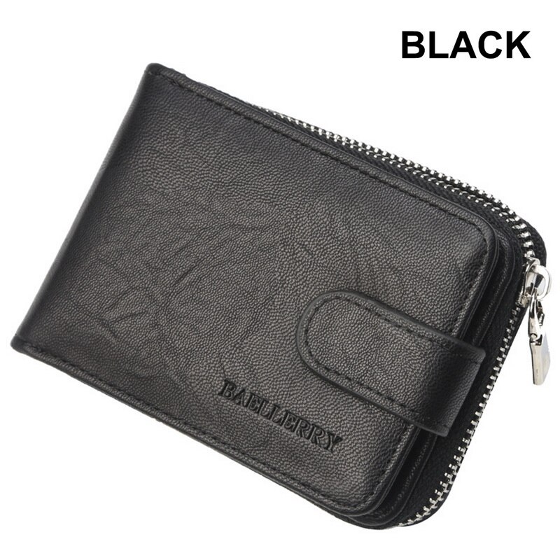 Baellery vintage curto carteira masculina de couro duplo zíperes multifunction business wallet men coin pocket alta qualidade masculino bolsa: D-4