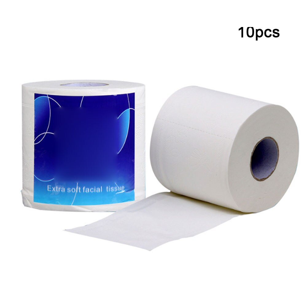 10 ruller toiletpapir 4- lag tykkere træmasse rullepapir badeværelse væv håndklæde husstand stærk vandabsorption toiletpapir