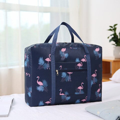 Bolsa de viaje de gran capacidad con letras, bolsa de nailon tipo cubo, bolsa de negocios, bolsa de Fitness, bolsa de natación impermeable, 47*22*24 Cm: Flamingo black