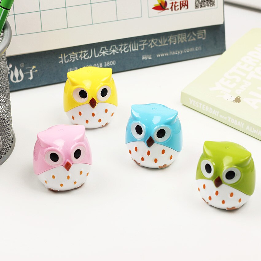 Mini Kawaii-sacapuntas con forma de búho, material escolar de papelería para estudiantes, 1 unidad