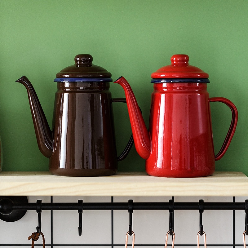 1Pc 800Ml Koffie Fornuis Ketel Emaille Pot Huishouden Kant Koffie Pot Keuken Kokend Water Theepot Reuzel Koffie Waterkoker