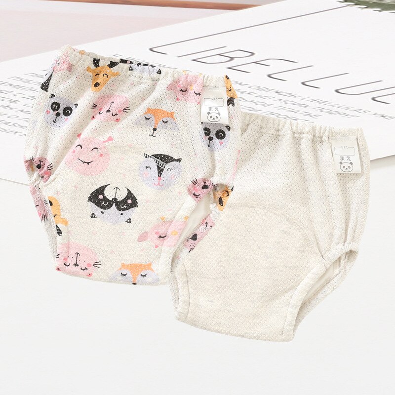 Bragas de aprendizaje para niños, pañal de tela lavable 100% algodón, 4 capas de gasa, transpirable, reutilizable, entrenamiento de inodoro: cat / 110(15-19kg)