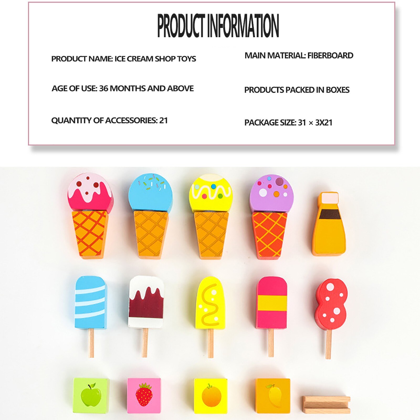 1PC Holz kinder Pretend Spiel Spielzeug Simulation Ice Cream Shop Spielzeug Kassierer Kassierer Spiel Haus kinder Pädagogisches spielzeug