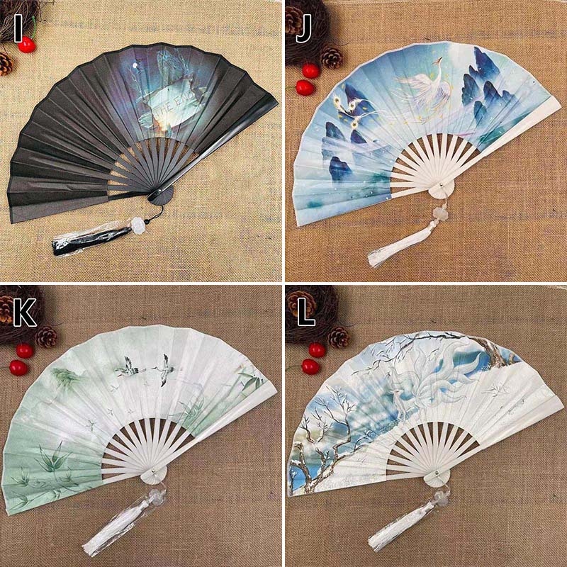 Abanico antiguo chino clásico de doble cara, abanico masculino de estilo chino, accesorios Hanfu para mujer, abanico plegable, decoración del hogar, abanico artesanal