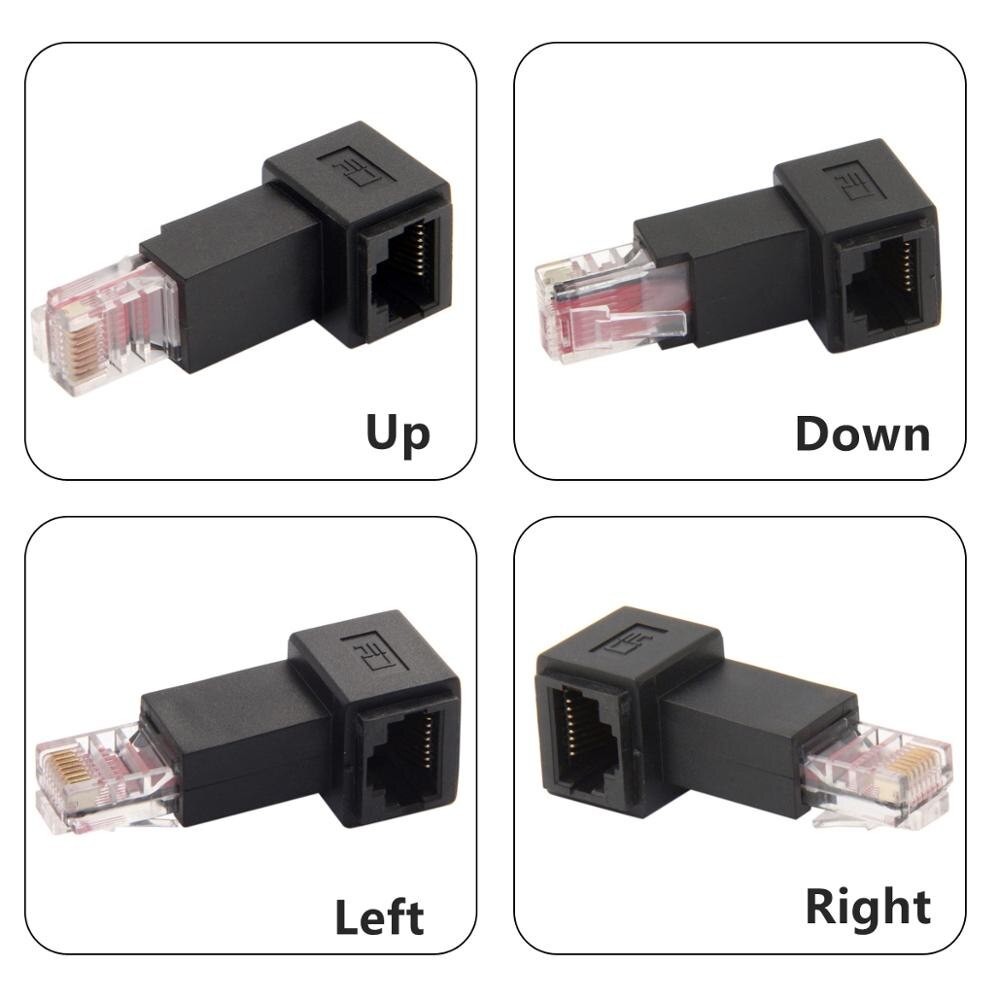 Ethernet Adapter Cat5e/Cat6 Up Right Angle Ethernet Adapter 90 Degree 270 Degree RJ45/ 8P8C Ethernet Female to RJ45/ 8P8C Male