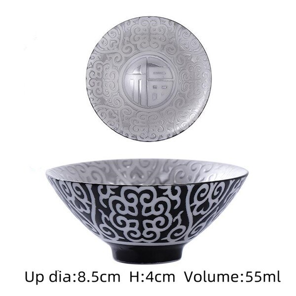 999 Silver Tea Cup Potery Pocelain Small Tea Bowl Japanese Master Cup Vintage Single Tea Cup: F