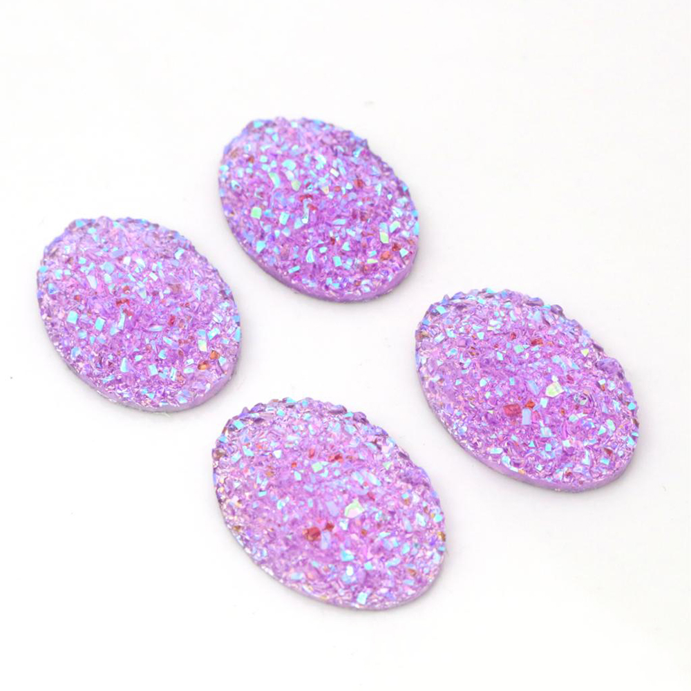 Di nuovo Modo 10pcs 18x25mm Colori Misti minerale Naturale di Stile Piatto Cabochon Resina Della parte posteriore Per Il Braccialetto Orecchini accessori: T4-23