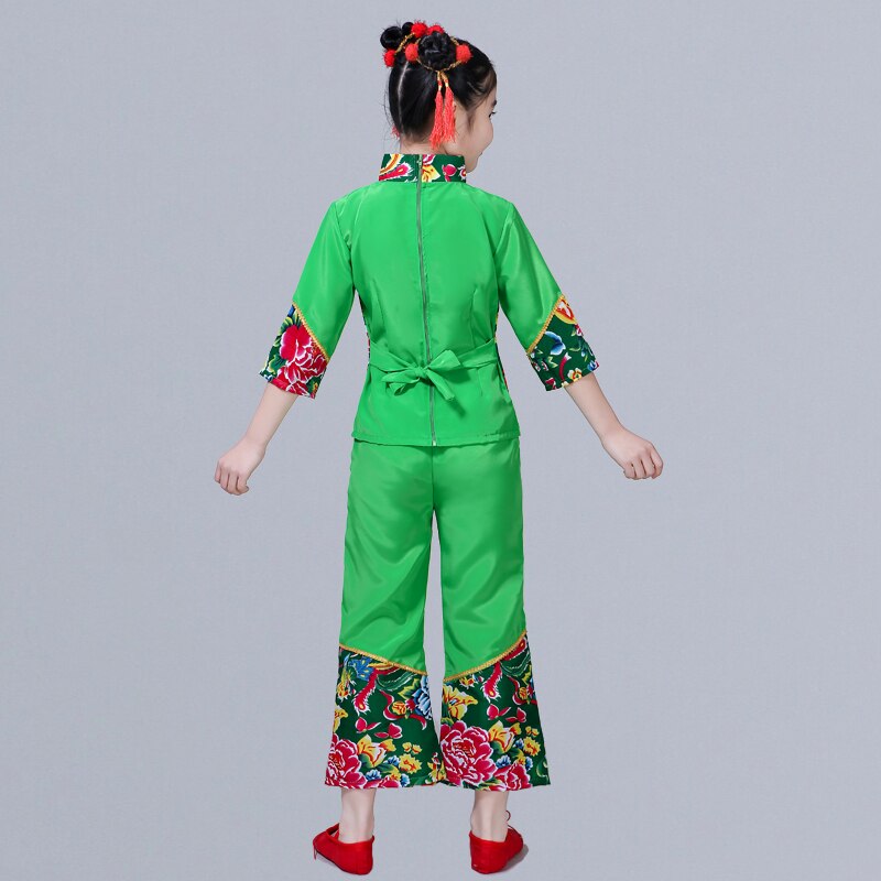 Chinese Folk Dancing Costume Girls Yangko Clothes Modern Drum Dance Performance Wear Fan Dance Outfits Year Hanfu Suit