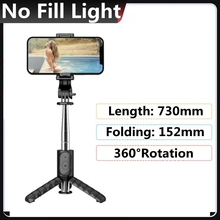 Perche à Selfie Pliable Avec Trépied Et Lumière LED, Télécommande Bluetooth, Pour Tous Smartphones