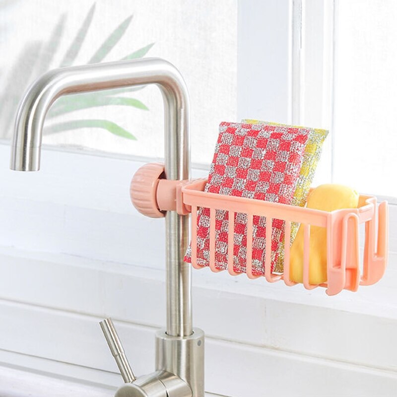 Kitchen Drain Rack Faucet Mounted Rag Shelf Sink Storage Rack Detachable