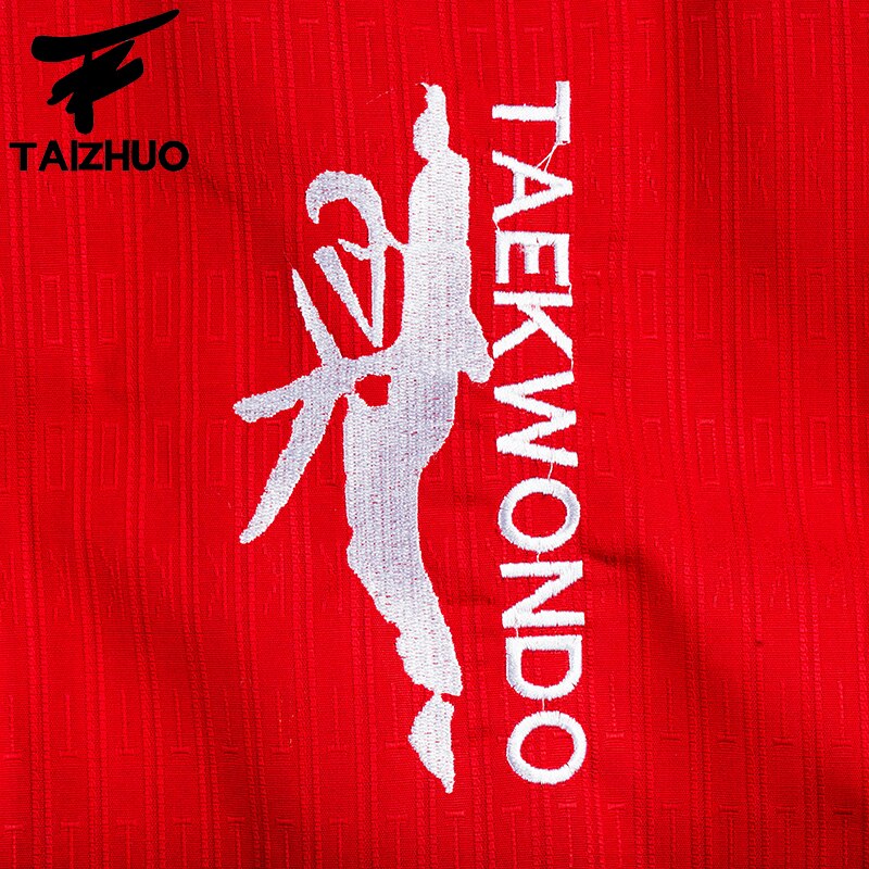 Uniforme de Taekwondo ropa de Karate WTF hombres mujeres niños adolescentes ropa de Taekwondo ropa con mangas largas rojo negro