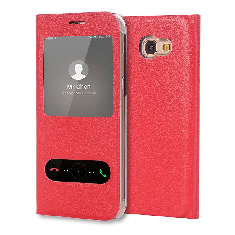 Flip Cover Leather Phone Case For Samsung Galaxy A7 A5 A3 A 3 5 7 SM A320F A520F A720F SM-A720F SM-A520F SM-A320F DS Wallet: For Galaxy A3 2017 / Red