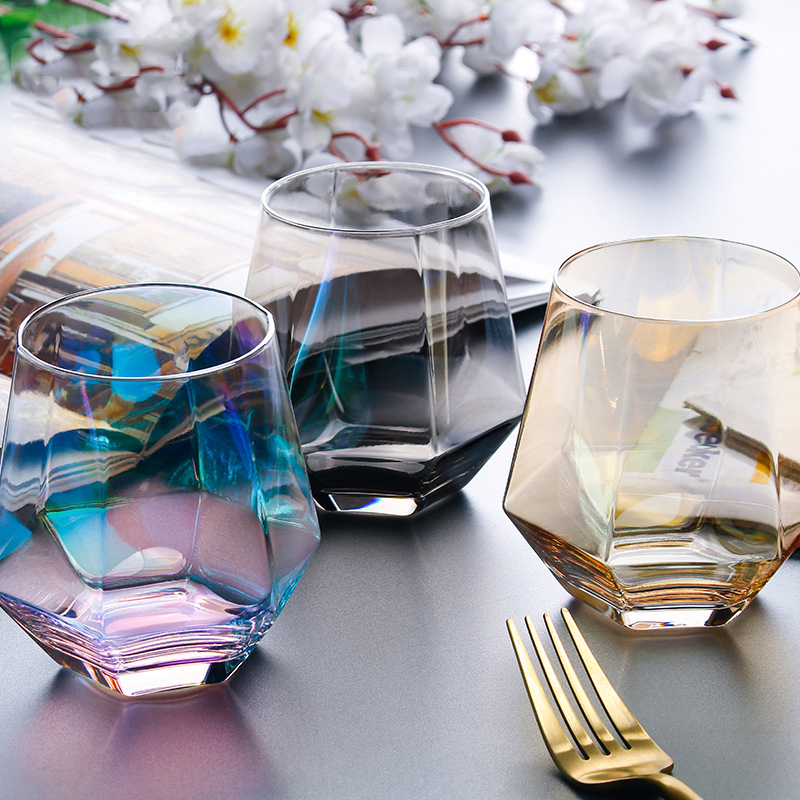 Kristall diamant glas koppar transparent kontur i guld hushållssaft mjölk/öl/whisky/vinglas bar drinkware
