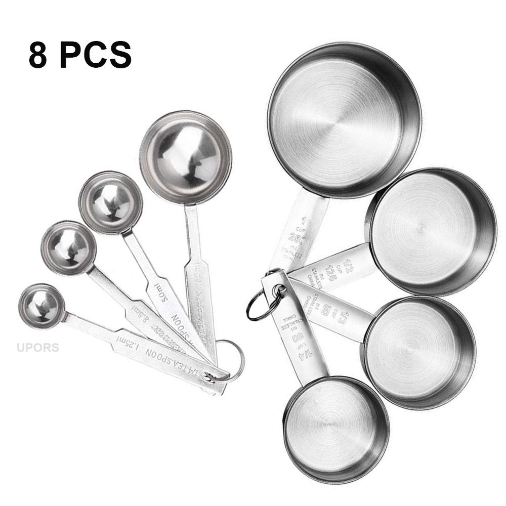 Messbecher Und Messlöffel Premium Stapelbar Küche Messlöffel Set Edelstahl Messbecher und Löffel Set: 8PCS