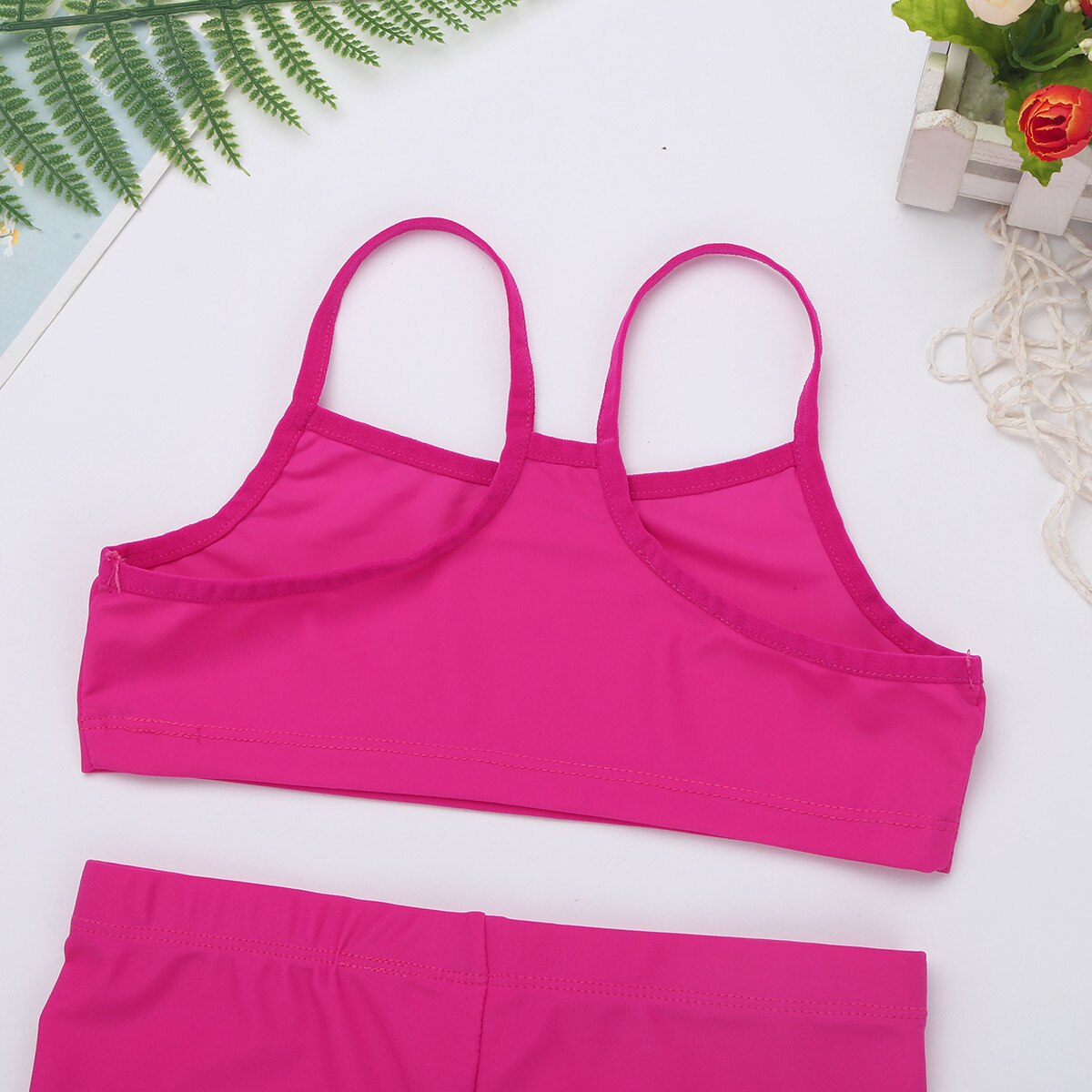 Kid Girls Clothes Set Summer Solid Short Tank Tops Shorts Sports Gym Workout Two-piece Children Kids Clothes