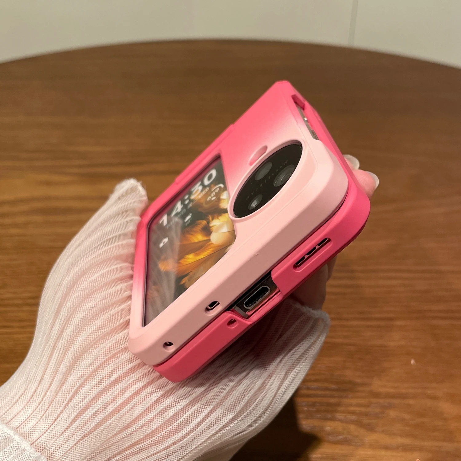 Opvouwbare hoes met kleurverloop en scharnierbescherming Telefoonhoesje voor OPPO Find N2 N3 Flip Cover Schokbestendig omhulsel