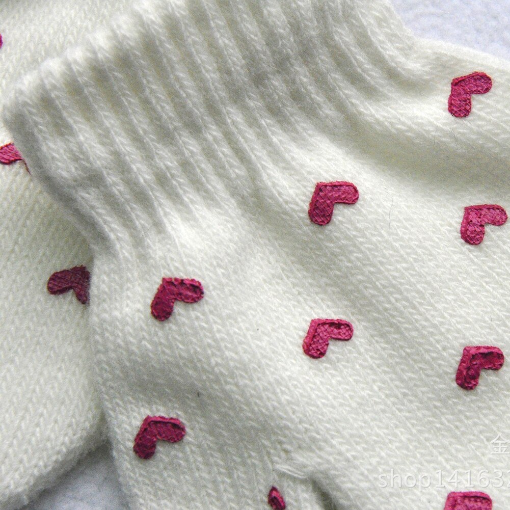 Sanwood 1 par vinter nyfødte søde anti-ridse handsker lille barn bomuld stjerne hjerte print strikkede vanter