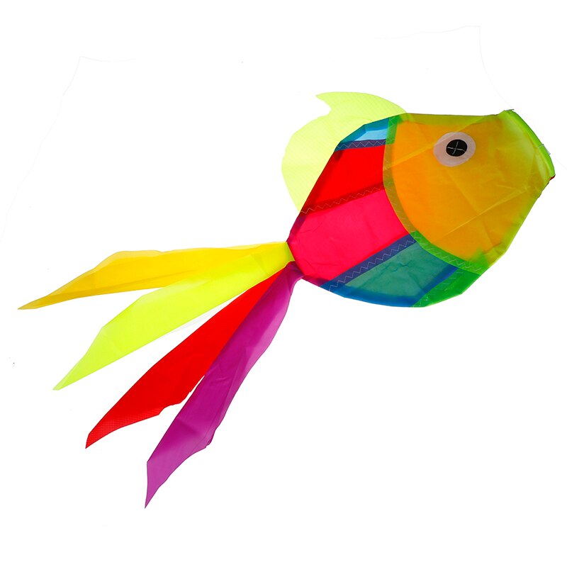 Aquilone di pesce arcobaleno Nylon Ripstop giocattoli Flying Beach Fun aquilone Windsock Outdoor Garden Decor linea per bambini giocattoli per lavanderia