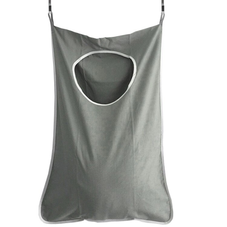 Door Hanging Bag for Dirty Clothes Home Storage Organizer Laundry Basket with Stainless Steal and Adhesive Hooks: gray