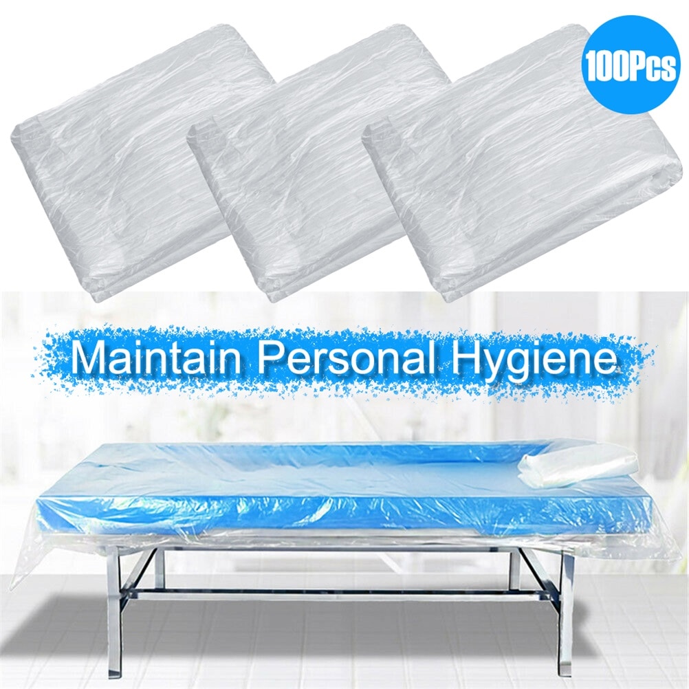 100 Stuks Wegwerp Couch Cover Tafel Cover Plastic Transparante Cosmetische Laken Covers Voor Massage Tafels Bed
