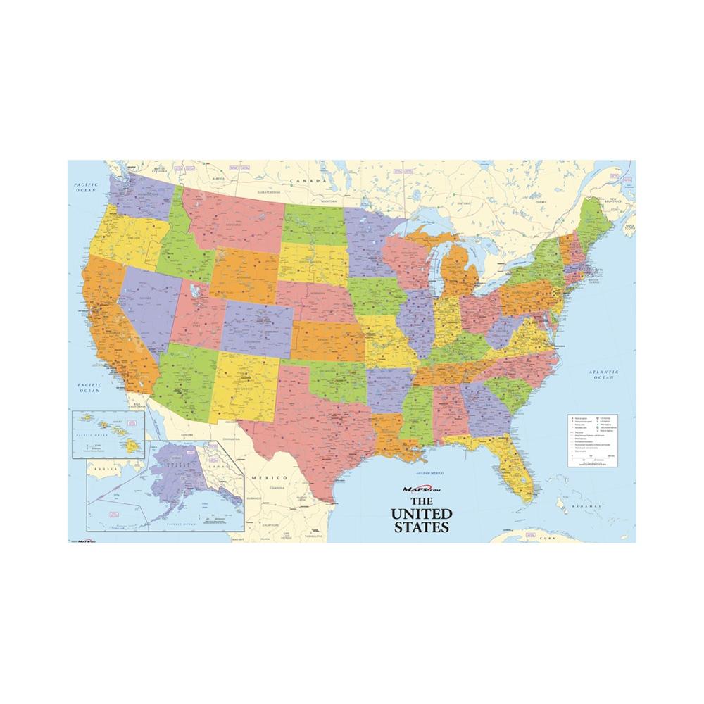 24 x 36 tommer fysisk amerikansk kort hd nationalt kort over usa til hjemmestue vægdekoration
