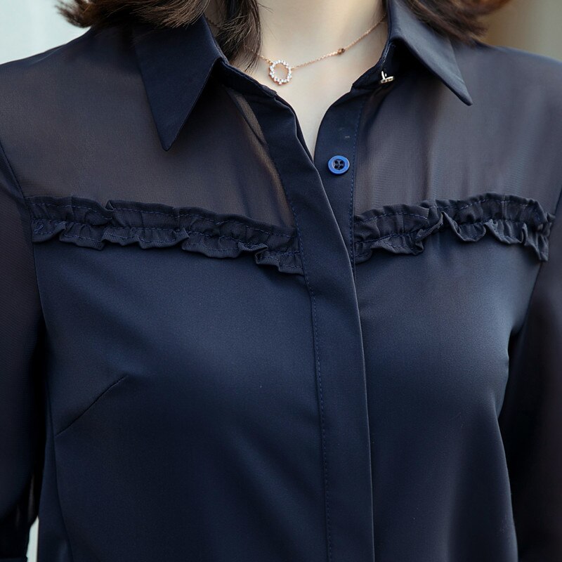 Half Sleeve Shirt Women Chiffon Summer Temperament Formal Blouses Office Ladies Plus Size Work Tops