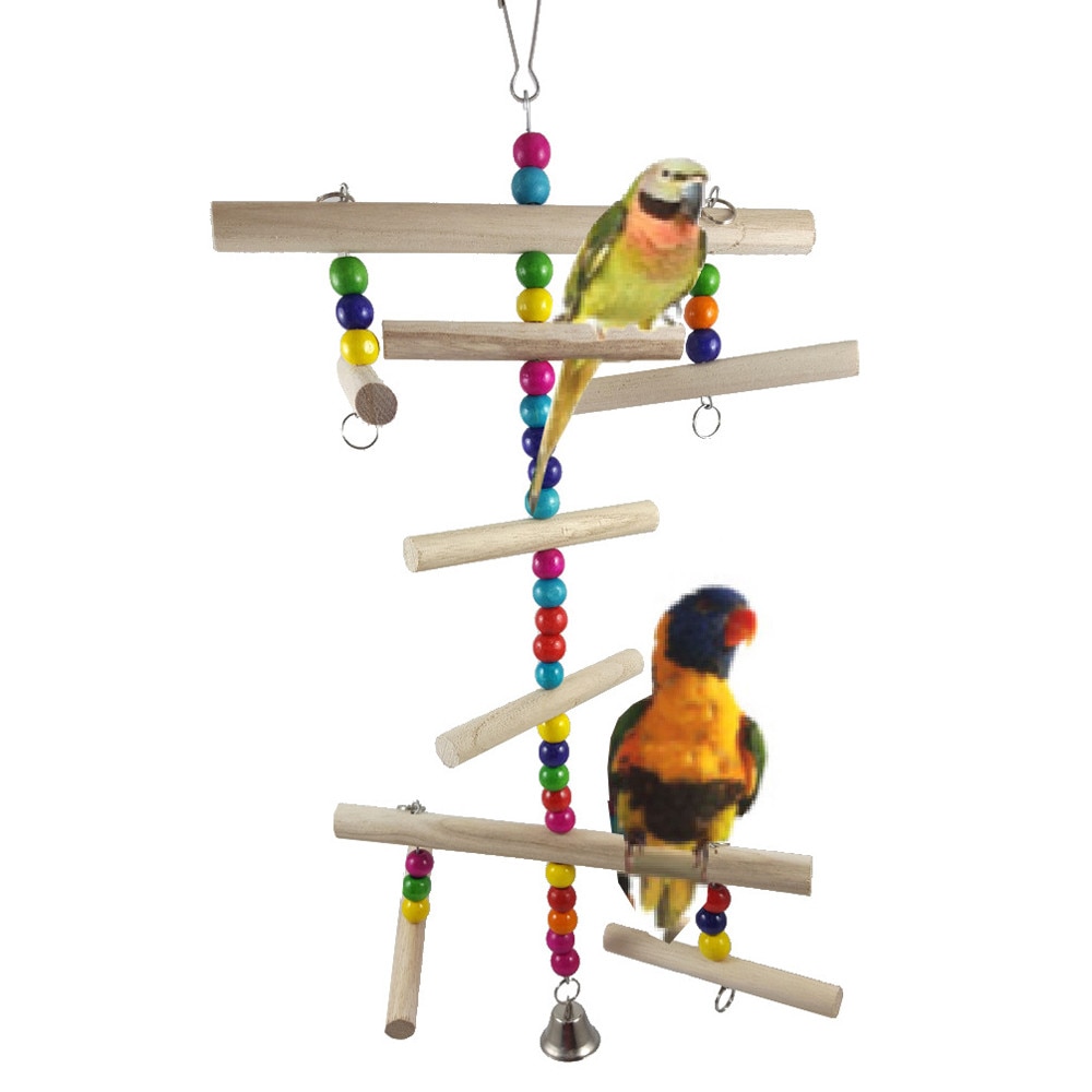 Support de perroquet en bois, oiseau debout avec cloche, jouets griffes barre de broyage #20