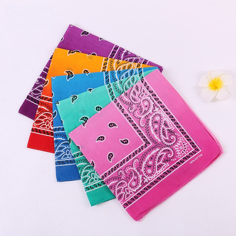 55 x 55cm fazzoletti colorati sfumati in cotone, foulard da donna quadrati, foulard cravatta-tintura con motivo paisley, fazzoletti da collo da donna 1pc