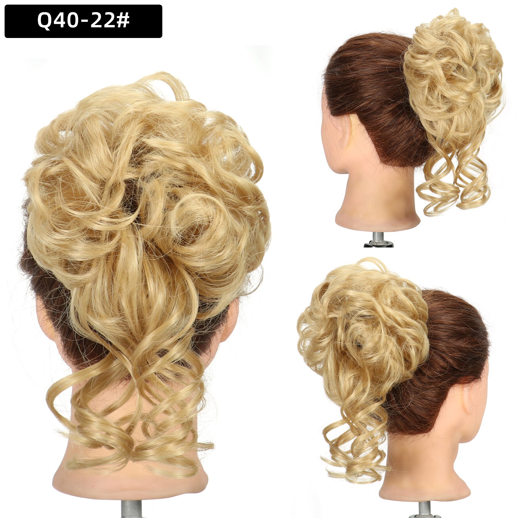 Synthetic Hair Bun Chignon Messy Curly Hair Band Elastic Scrunchy False Hair Pieces For Women Hairpins Black Brown: 22