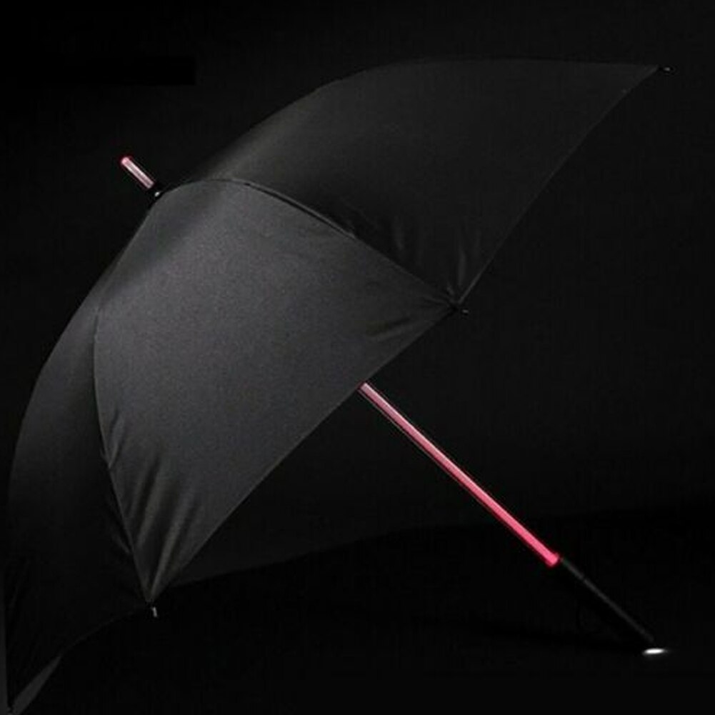 Kunststoff verrotten Wandern Regen transparent LED Regenschirm Männer Frauen blinken Auf Nacht Licht Halfter Rolle Wasserdicht Winddicht Regenschirme