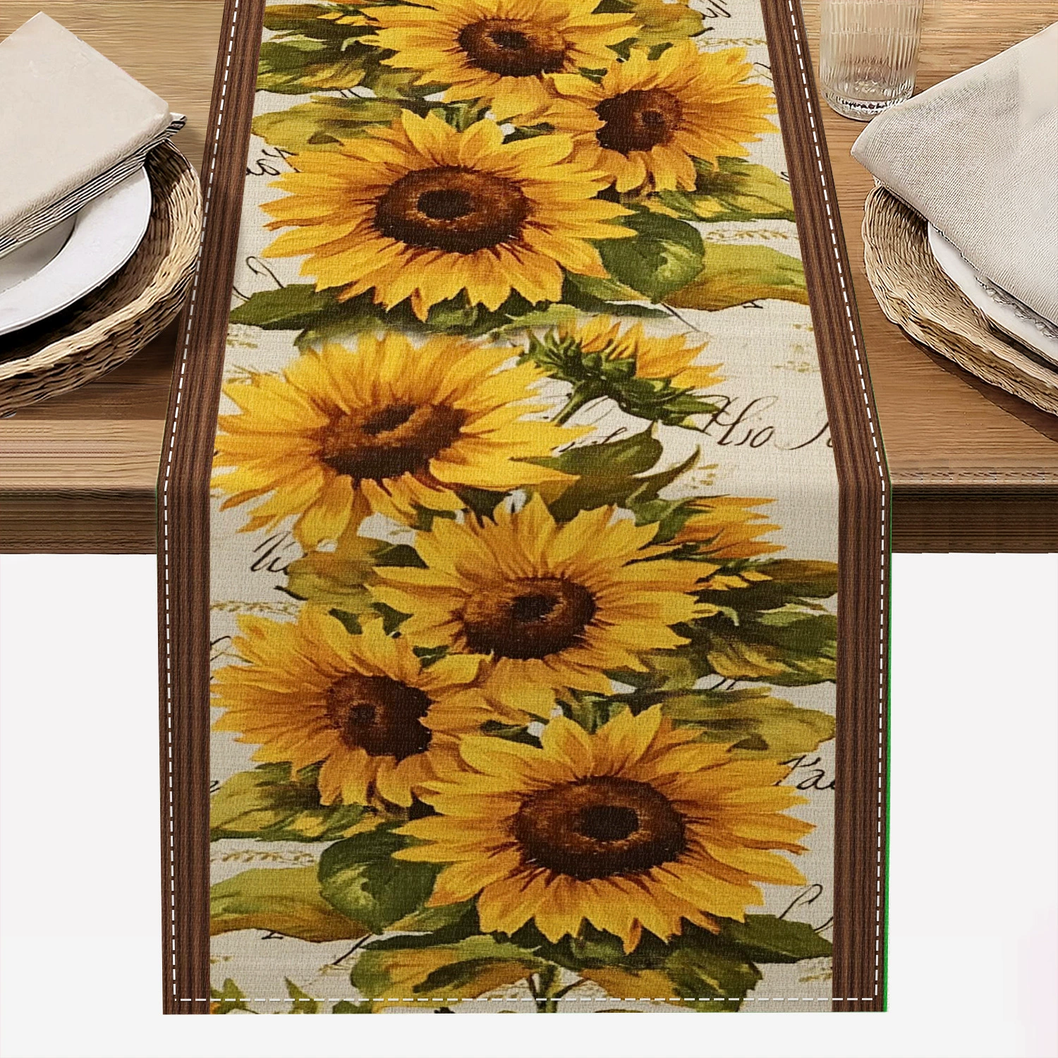 Fall Sunflower Table Runner 13x72 Inch Seasonal Autumn Farmhouse Table Runners for Dinning Kitchen Party Table Decoration: green