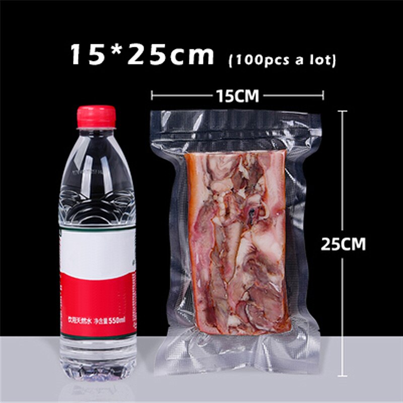 100 Stks/partij Keuken Vacuüm Zakken Voor Voedsel Vacuüm Sealer Verpakkingsmachine Voedsel Opbergtas Bpa-vrij Keuken Opslag Accessoires: 15x25cm