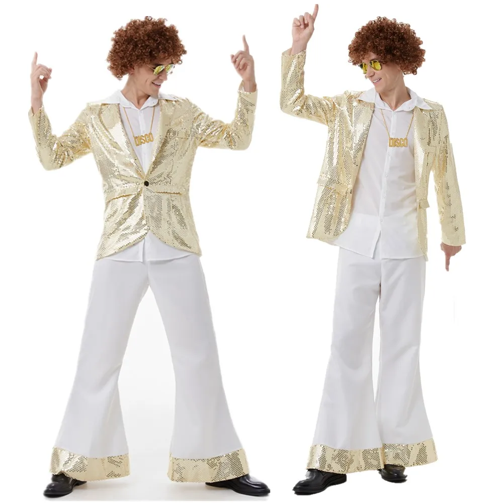 70s costumi da discoteca, costumi cosplay di halloween, vintage 80 , costumi hippy da uomo, pantaloni casual, abiti da festa per festival musicali