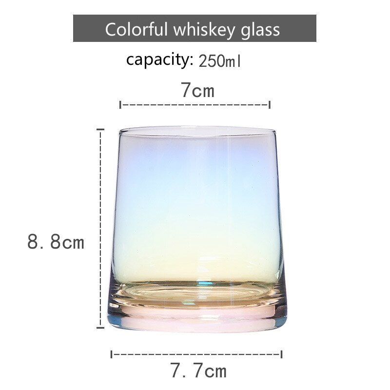 Europeisk stil stjerneegg koppplatering farge stor kapasitet blyfri glass kopp husholdning krystalljuice kopp ølkopp: Fargerik whiskygla