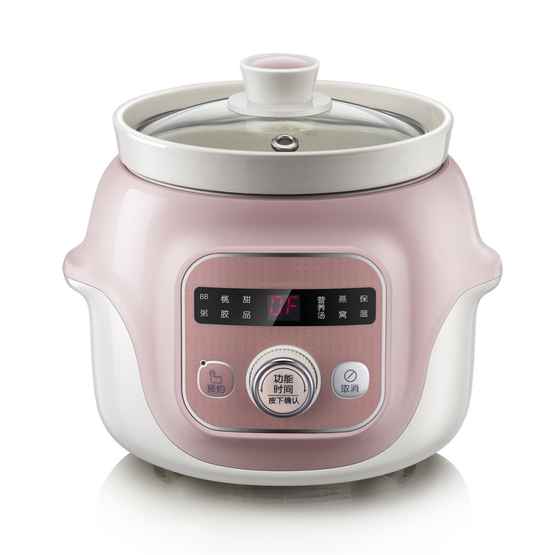 Pink Electric cooker soup stewing porridge Peach gum bird's nest 1L multifunction safe electric slow cooker