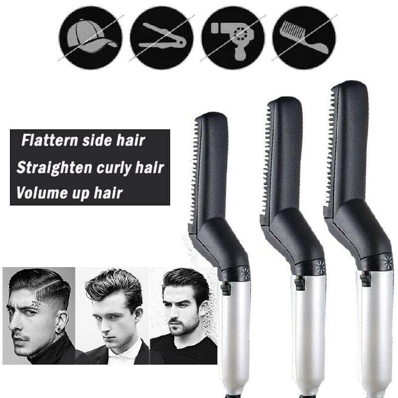 Haar Eisstockschießen Eisen männer Alle in Einem Keramik Haar Styling Eisen Kamm Bart Haarglätter Curler einstellen Schnell Haar Styler werkzeug