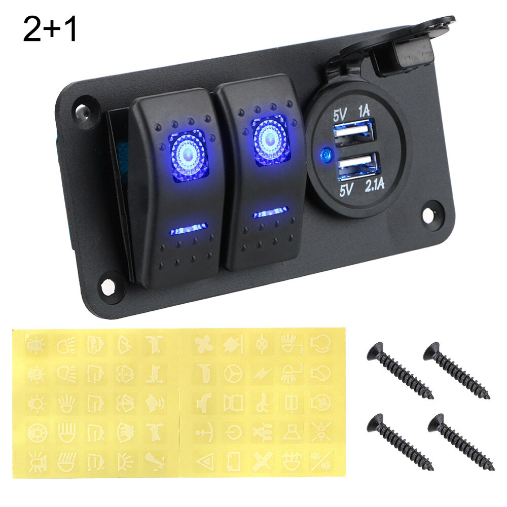 Bryterpanel bil marine vippebryter 12 ~ 24v kretsstyring vanntett digitalt voltmeter dobbel usb -portuttakskombinasjon: 2 og 1